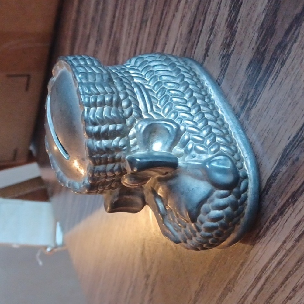 Vintage Leonard Silver Plate Coin Bank Baby Nursery Boot Bow, 3.5”x2.5”x2.5”